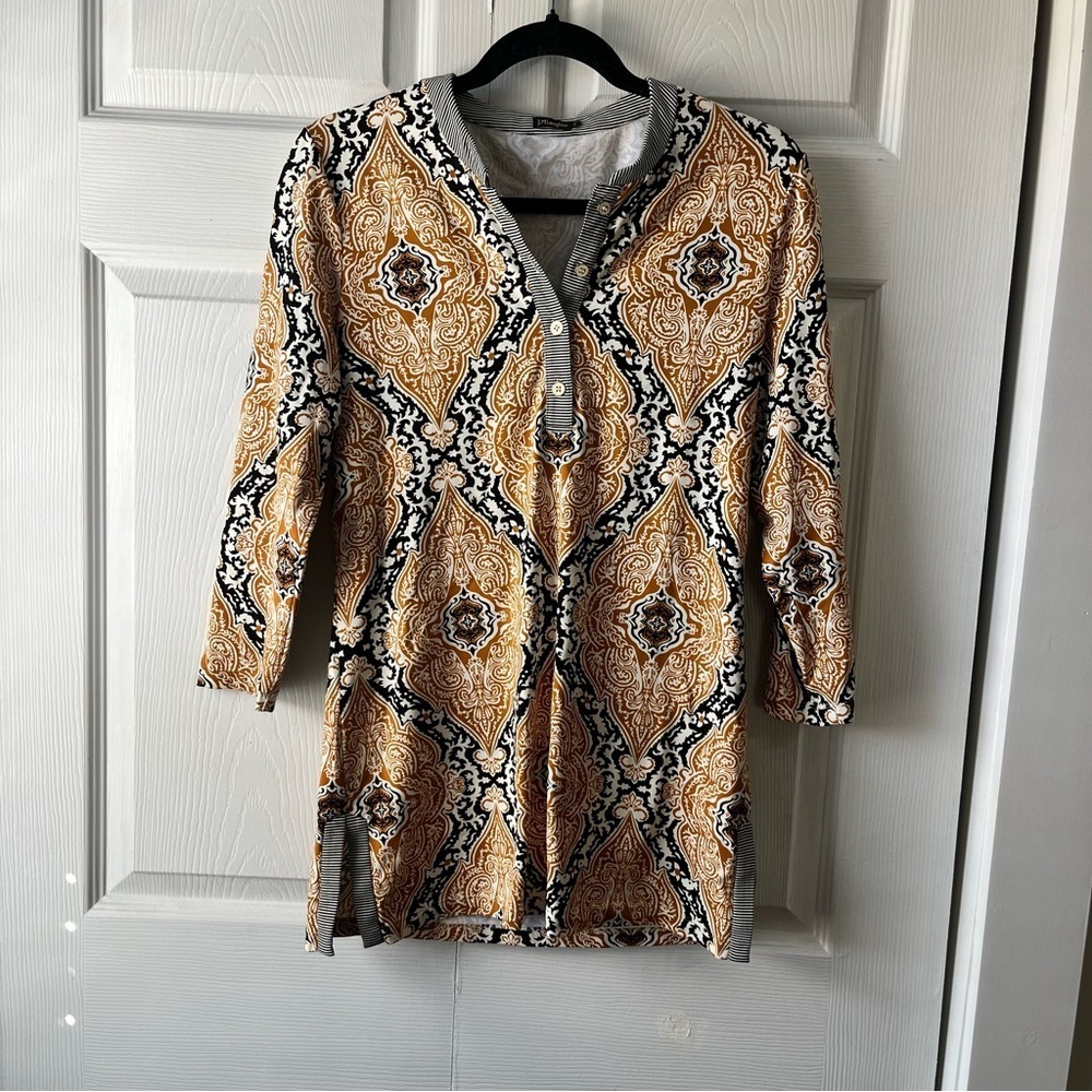J. Mclaughlin Henely Tunic shirt Size Small Catalina Cloth Yellow Travel